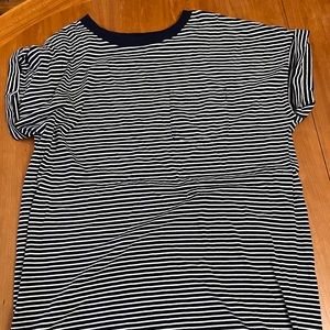 NWT Gap Rolled Sleeve T-Shirt Dress in Light Blue and White Stripe